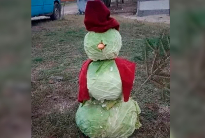 В Дагестане появился капустный снеговик